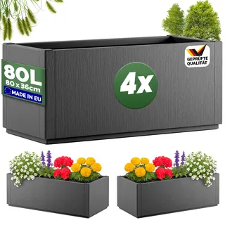 Blumentopf Ethica 4er-Set Anthrazit Kunststoff 80x36x36cm