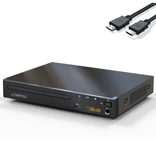 Region Free DVD-Player für Fernseher - Kompakter DVD Player HDMI mit 1080p HD Upscaling/RCA/Koaxial Ausgang, USB-Eingang & MIC-Ausgang, Fernbedienung (LP-099