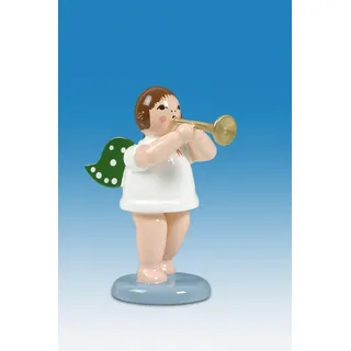 KDE-Kunstgewerbliche Drechslerei Ellmann Engelmusikant Engel mit Trompete ohne Krone Höhe ca 6 cm Gartenfigur