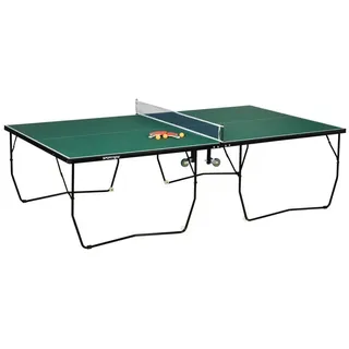 sportnow Tischtennisplatte Klappbar Tischtennistsich mit Rollen, 2 Tischtennisschlägern und 3 Bällen, Stahl, Grün, 274 x 152,5 x 76 cm