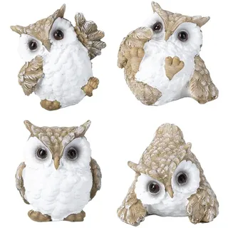 Ideen mit Herz Deko-Figuren | Eulen | Verschiedene Größen | Dekoration für für Wohnzimmer, Schlafzimmer oder Büro | 4 Stück