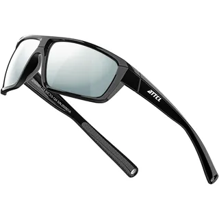 ATTCL Sonnenbrille Herren Polarisiert Für Sports: UV400 Schutz Leicht Wrap-Around TR90 Rahmen Angeln Golf Laufen Autofahren 5001 Silber