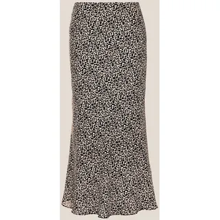 Midirock MADELEINE "Druckrock Langer Crêpe-Rock mit Unikat-Print", Damen, Gr. 38, schwarz (caramel, schwarz), Obermaterial: 100% Polyester PES., Modern, normal, Röcke Midirock