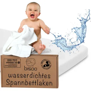 Bisoo Spannbettlaken Beistellbett 90x55 cm - wasserdichte Bettlaken Matratzenschoner Baby 100% Baumwolljersey Öko-Tex - Kompatibel Kindercraft Fabimax - 1 Stück Weiß 55x90 cm