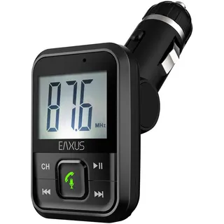 Eaxus® FM Transmitter Auto Bluetooth - KFZ Auto Radio Adapter mit USB-Anschluss, microSD, AUX und Freisprecheinrichtung für Handy