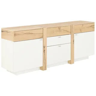 Venjakob Sideboard , Weiß, Eichefarben , Holzwerkstoff , Eiche , furniert , 2 Fächer , 3 Schubladen , 196x78x43 cm , Goldenes M , Holzmöbel, Kommoden Holz, Sideboards Holz