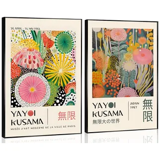 Laylwhq Yayoi Kusama Wandkunst, japanische abstrakte Leinwand, Wanddekoration, Retro, bunte Tokio, Bilder, Drucke, Poster, Galerie, Ausstellung, Kunstwerk für Schlafzimmer, Badezimmer, Wohnzimmer