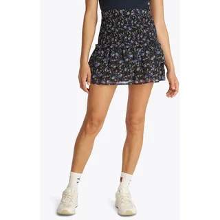 Rüschenrock TOMMY JEANS "TJW RUCHED AOP SKIRT", Damen, Gr. XL (42), small flowers aop, Web, Obermaterial: 100% Polyester, gemustert, ausgestellt mini, Röcke Rüschenrock, mit Rüschen, allover Print