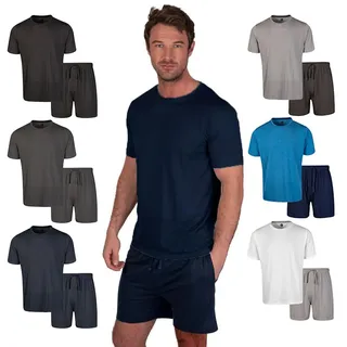 Light & Shade LSSET032 Herren T-Shirt mit Rundhalsausschnitt und kurzes Pyjama-Set, Marineblau, L