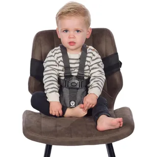 Original Dooky Travel Chair - Baby Reise Hochstuhl Sicherheitsgurt für Unterwegs - Altersgruppe: 6-36 Monate, passend für nahezu jeden Stuhl, kompakt und leicht, 100% Polyester, Schwarz