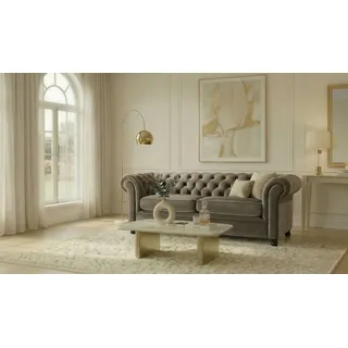 Home Affaire Chesterfield Sofa Polyester 3-Sitzer Taupe
