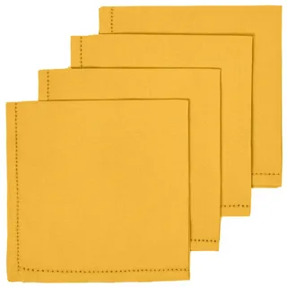Homescapes Stoffservietten 4er-Set senfgelb 45/45 cm, 100% Baumwolle , Gelb , Textil , Uni , Quadratisch , 45x45 cm , Oeko-Tex® , Geschirr, Tischkultur & Serviergeschirr, Servietten