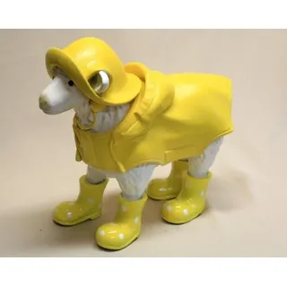Gartenfigur Lamm ca. 55cm Schaf Regenmantel + Hut + Gummistiefel gelb 3359 - Lebensgroß