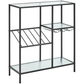 Mid.you Weinregal , Schwarz , Metall, Glas , 3 Fächer , 80x90x32 cm , Barzubehör & Weinzubehör, Weinregale