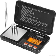 DollaTek Digital Pocket Scale,200g/0.01g Mini-Gewichtswaage Elektronische tragbare Lebensmittel-Gramm-Waage mit Kalibriergewichten Pinzette Tara mit hoher Präzisionswaage