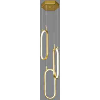 SHJNGMY Moderne Dimmbare Küche Pendelleuchten Gold LED Hängelampe 3 Ringe Oval Kronleuchter Anhänger Beleuchtung für Küche Insel Schlafzimmer Wohnzimmer Esszimmer