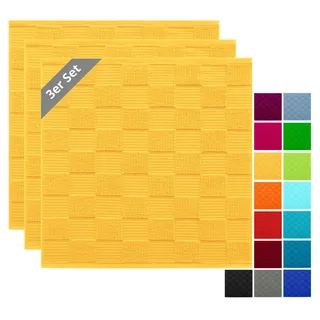 Lashuma Geschirrtücher 100% Baumwolle - Küchenhandtücher & Geschirrhandtücher 50x50 cm Waffelpique & Frottee Gelb, 3er Set