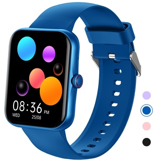 Smartwatch Kinder, 1.83 HD Voll Touchscreen Fitnessuhr, IP68 wasserdichter Kinder Fitness Aktivitäts Uhr, Schrittzähler, Wecker, 37 Sportmodi, Kinderuhr Telefon für Jungen Mädche Teenager (Blau)