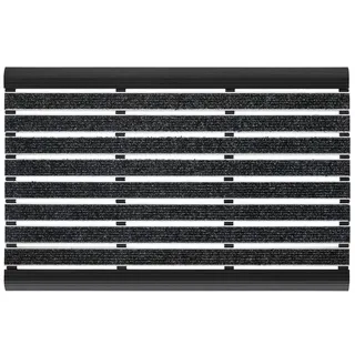 PANA® Aluminium Türmatte (39x60cm) • Fußmatte Außen • Schmutzfangmatte • Fussabtreter mit Nadelfilzeinlagen für den Außenbereich • Floor mat • Farbe: Dunkelgrau