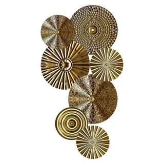 Runde Wanddekoration aus Metall, Minimalistische Hängedeko, Goldener Dekoteller, Kunstvolle Wanddekoration, Einzeilige Metall-Wanddeko