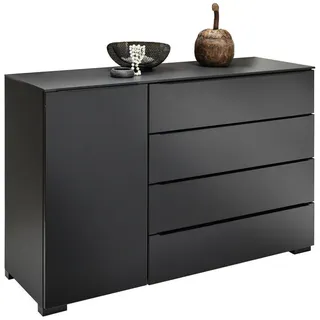 Dieter Knoll Kommode , Anthrazit, Schwarz, Eiche dunkel , Metall , Eiche , massiv , 4 Schubladen , 120x77x40 cm , Blauer Engel, BQ - Bündnis für Qualität, Made in Germany, DGM-Klimapakt , Kleinmöbel, Kommoden, Kommoden