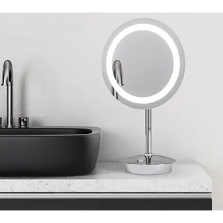 Schminkspiegel TALOS "Samos", weiß, Messing, Spiegel, Schminkspiegel, 3-fach Vergrösserung