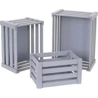 MCW Holzkiste C56 3er-Set Grau Shabby