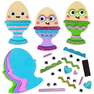 Baker Ross WA125 Eierbecher-Mix & Match-Magnetsets – 8er-Pack, lustige Bastelsets aus Schaumstoff für Ostermagnete