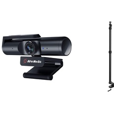 AverMedia Live Streamer CAM 513-4K 30fps UHD Weitwinkel Webcam, für Gaming & Elgato Master Mount L - Premium Tischklemme mit ausfahrbarer Stange auf bis zu 125 cm