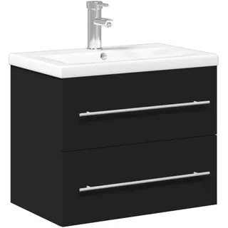 vidaXL Waschbeckenunterschrank mit Einbaubecken Schwarz