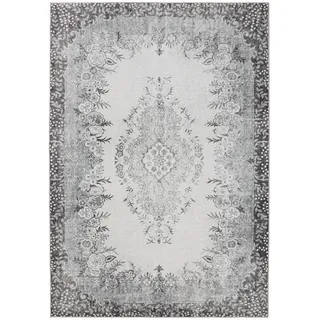 benuta Vintage-Teppich George waschbar 120x170 cm , Schwarz, Grau , Kunststoff , Vintage , Rechteckig , 120x170 cm , Oeko-Tex® Standard 100 , in verschiedenen Größen erhältlich, rutschfeste Unterfläche, waschbar , Teppiche und Böden, Teppiche, Vintageteppiche