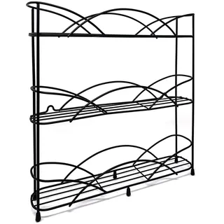 Joeji's Kitchen Gewürzregal Stehend Organizer - Für Gewürz und Kräuter Gläser - Hält bis zu 21 Gewürzdosen - Enthält 2 Saugnäpfe für Stabilität - Ohne Bohren - Gewürzständer (Schwarz)
