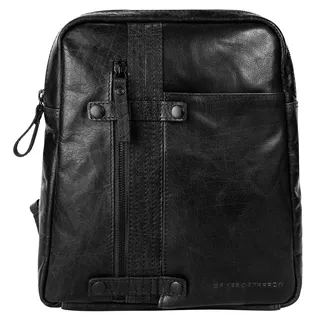 Cityrucksack SPIKES & SPARROW, Damen, Gr. B/H/T: 24cm x 27cm x 8cm, onesize, schwarz, 100% Leder, Rucksäcke Cityrucksack, echt Leder