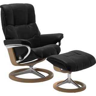 Stressless® Relaxsessel »Mayfair« Set, Relaxsessel mit Hocker, mit Hocker, mit Signature Base, Größe S, M & L, Gestell Eiche, schwarz