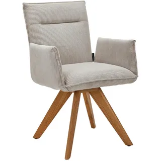 Johann Jakob Armlehnstuhl , Ecru , Holz, Textil , Wildeiche , massiv , Stativgestell , 59x87x62 cm , Stoffauswahl, Gestellauswahl , Holzmöbel, Sitzgelegenheiten Holz, Holzstühle