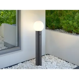 LED Wegeleuchte Anthrazit Glaskugel Pollerleuchte mit Bewegungsmelder, Höhe 80cm