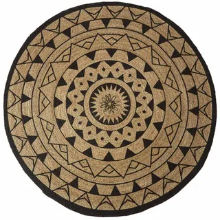 Homescapes Mandala Teppich 200 x 200 cm Schwarz