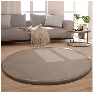 Paco Home Tatami 475 Kurzflorteppich Ø 80 cm Beige