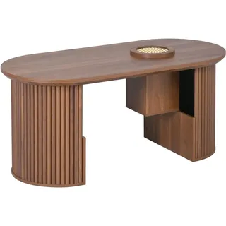 okwish Couchtisch im Retro-Stil/Nussbaum Wohnzimmertisch 105 x 50 cm Braun