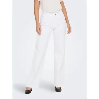 High-waist-Jeans ONLY "ONLJUICY HW WIDE LEG DNM REA NOOS", Damen, Gr. 28, Länge 32, weiß, Denim/Jeans, Obermaterial: 99% Baumwolle, 1% Elasthan, unifarben, regular fit normal, Jeans High-waist-Jeans