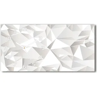 Wanduhr aus Glas – 60x30 cm - Glasbild - Glasuhr - Gehärtetes Glas - weisse-zeiger - Abstrakter Hintergrund - Weiß
