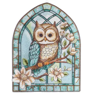 Ideen mit Herz Diamond-Painting-Fensterbild | Glaskunst-Optik | Dekoration & DIY | Material: PET (Eule mit Ast)
