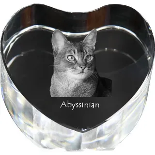 Abessinier - Kristalluhr mit Katzenbild, Herzregal-Uhr, personalisierte Standuhr von Art-Dog.