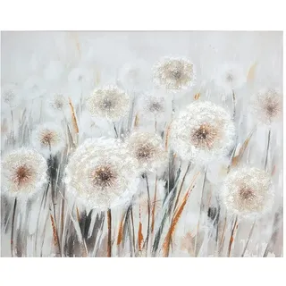GILDE großes Bild XL auf Leinwand 100 x 80 cm - Pusteblumen Blumen creme grau