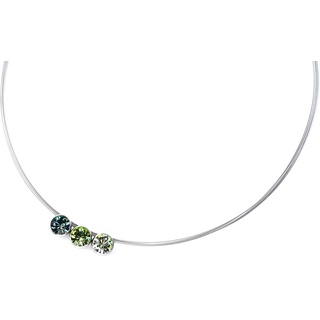 TIABELLE – Collier TRIO aus Titan mit funkelnden Swarovski® Kristallen – Silberfarbene Kette für Damen – allergenfrei & hautverträglich – Handmade in Germany (L=45 cm | Erinite, Peridot, Chrysolite)