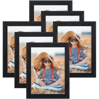 EXYGLO 6er Set Bilderrahmen 15x20 cm, Schwarz Fotorahmen Collage für 20x15 cm Fotos und Bilder, Dunkler Rahmen Leicht und Dünn - Wand- oder Tischaufsteller
