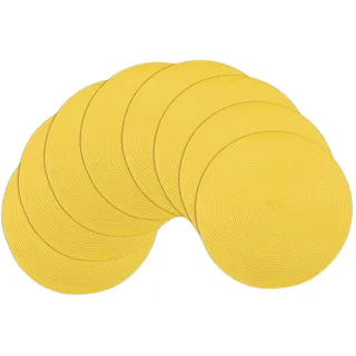 Winknowl Runde Platzsets 8er Set, Abwaschbar Tischmatten rutschfest Abgrifffeste Hitzebeständig Tischsets, 37 cm Runde Platz-Matten für Esstisch (Gelb)