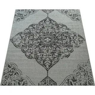 Paco Home In- & Outdoor Teppich Balkon Terrasse Vintage Orientalisches Muster Ornamente Grösse 120x170 cm - grau