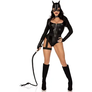 LEG AVENUE Damen 3 PC Fierce Feline Halloween Kostüm mit Bodysuit, XS