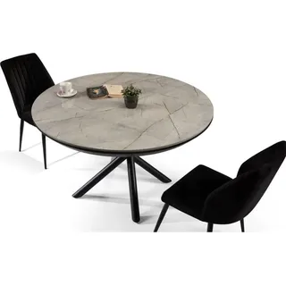 Esszimmertisch Ausziehbarer Esstisch Rund Küchentisch Holz Grau Neu - Grau